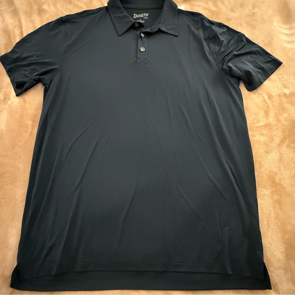Duluth Trading Co Mens Standard Fit Polo Shirt Navy Blue Short Sleeve Large